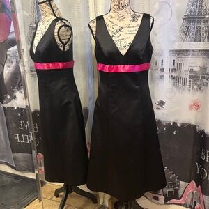 After Six Black Dress with Pink Trim